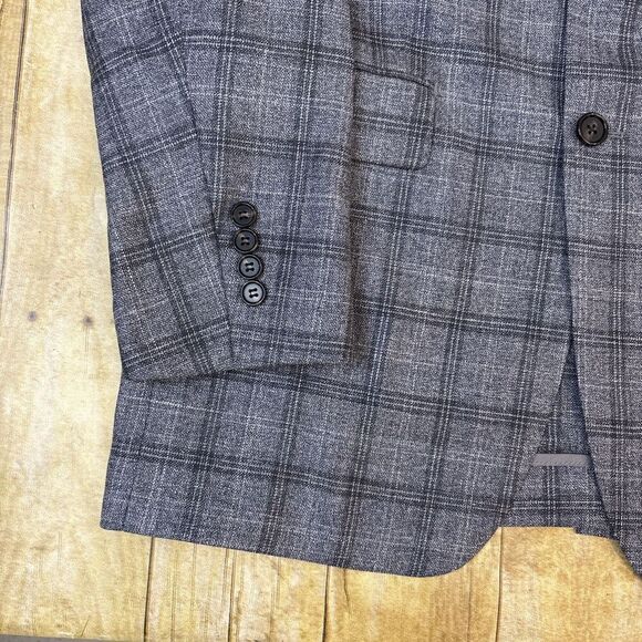 Ralph Lauren Wool Silk Linen Blazer Unstructured Gray Glen Plaid Windowpane 40L - Picture 5 of 11